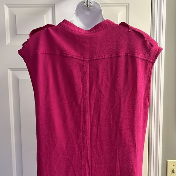 J. Crew Hot Pink Pullover High Low Viscose Dress w/ Pockets and Shoulder Tabs-Sm - Picture 11 of 15